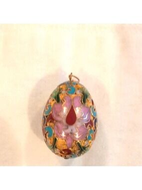 Multicolor Gold Gilded Cloisonné Pendant , Approximately 1.5" Long .